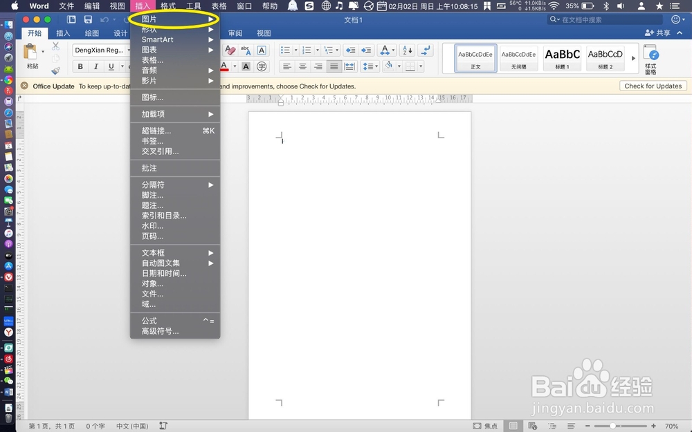 苹果电脑word文件怎么插入照片