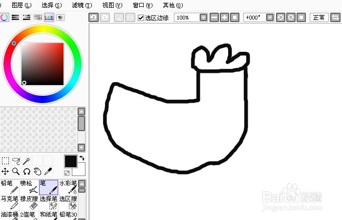 Sai软件手绘简笔画骄傲的小公鸡