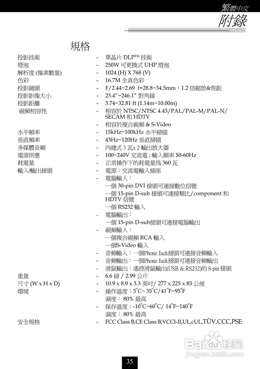 奥图码 EP757投影机说明书:[4]