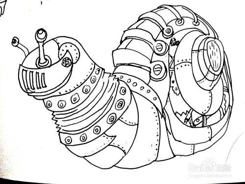 机械蜗牛线描画怎么画