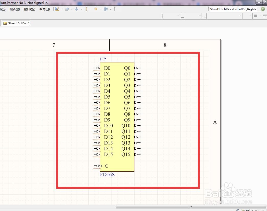 如何在AD中放置预置16位D型触发器?