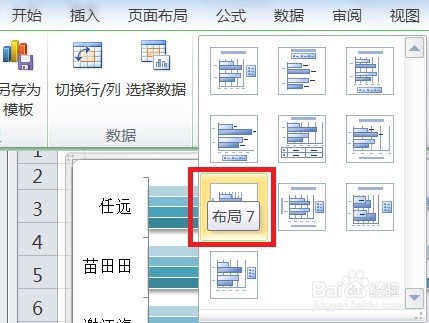 EXCEL怎么让簇状条形图的图表布局显示布局7效果