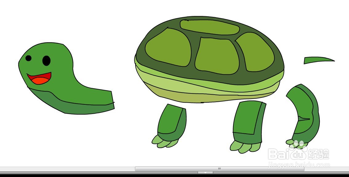 flash如何绘制一只卡通乌龟的教程