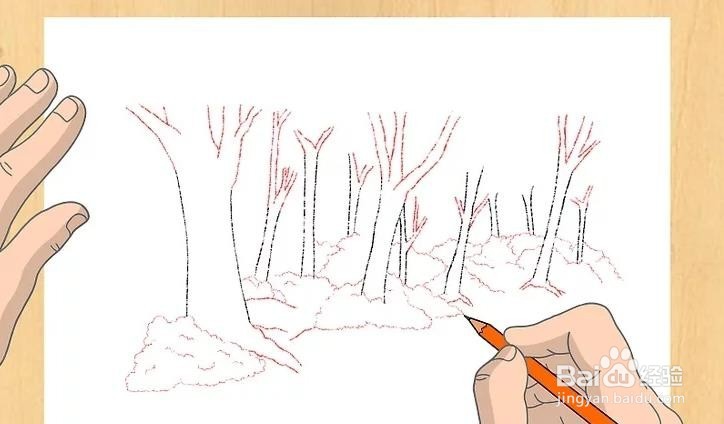 怎样教孩子画深林