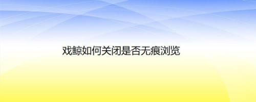戏鲸如何关闭是否无痕浏览