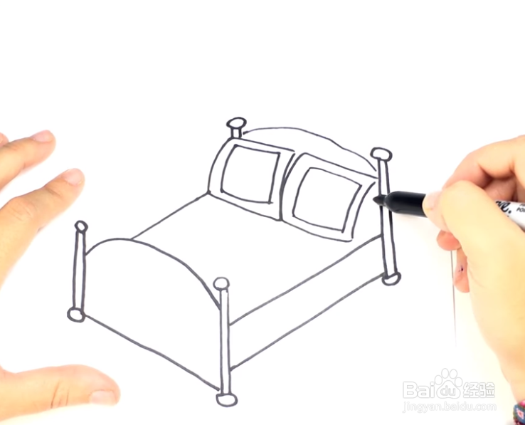儿童简笔画—— 怎样用彩笔一笔一笔画床