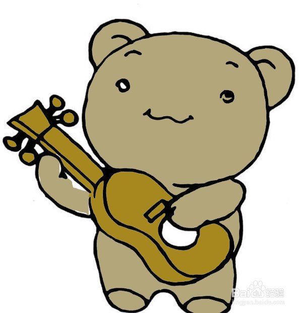 弹吉他的小熊简笔画