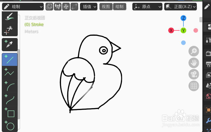 如何使用blender设计小鸟站在树枝上2D简图模型