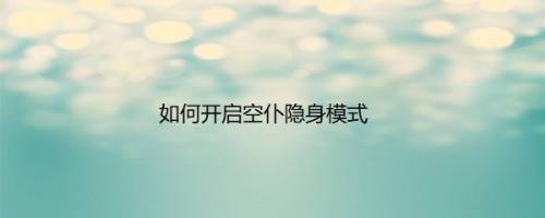 如何开启空仆隐身模式