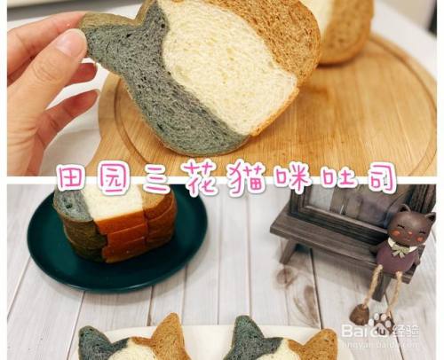 超软萌田园三花猫咪吐司的做法