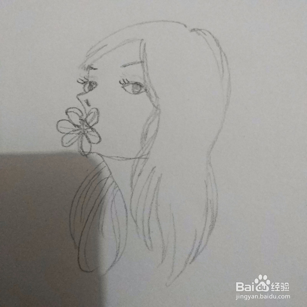 简笔画38：Q版叼花姑娘画法