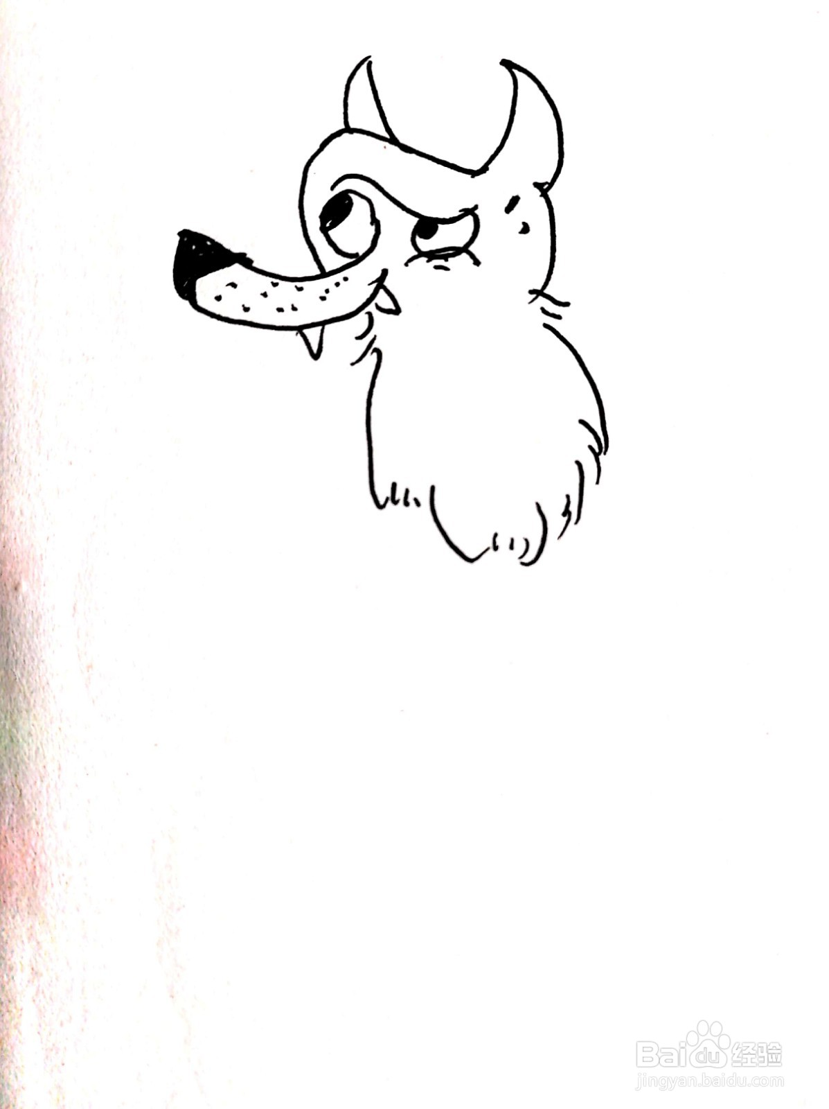 长着大鼻子的狼线描画怎么画