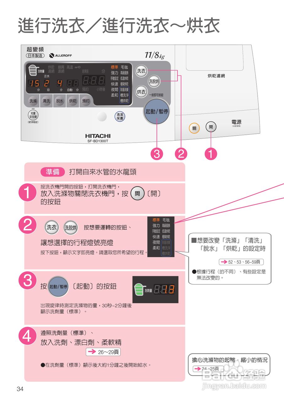 日立SF-BD1300TR 洗衣机使用说明书:[4]