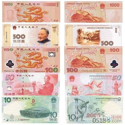 发行到至今的几套人民币图样