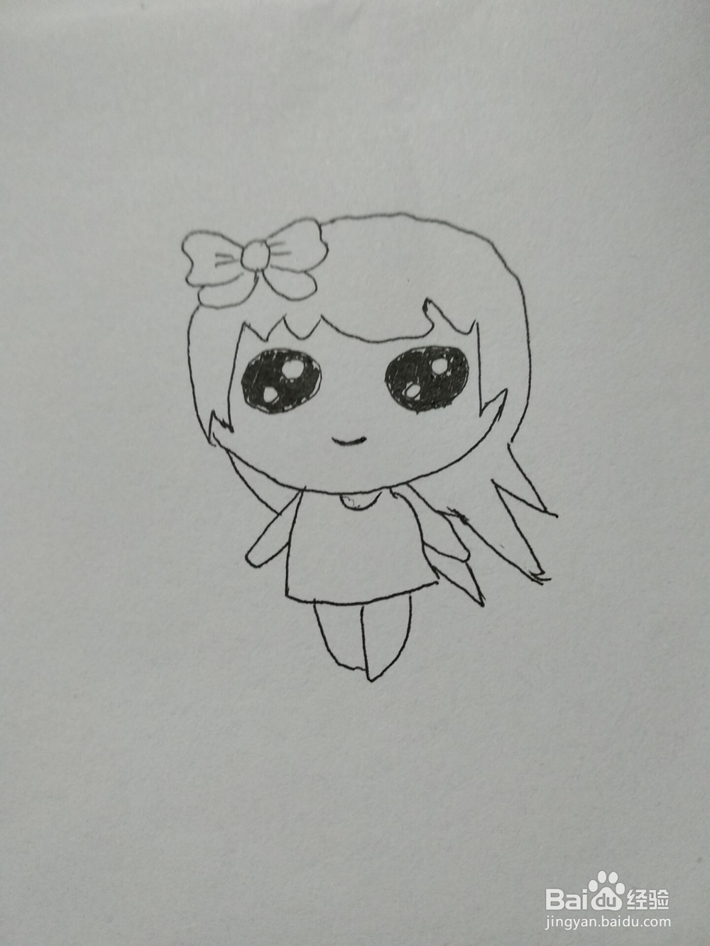 抖音中女孩简笔画步骤