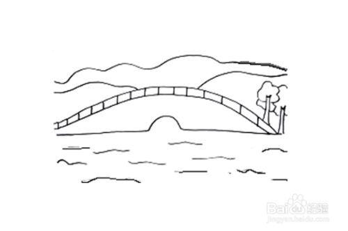 接着,用一些短线画出湖水流动的痕迹