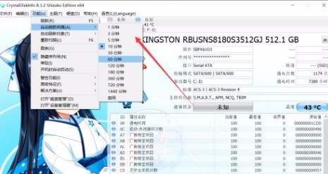 CrystalDiskInfo如何设置自动刷新间隔