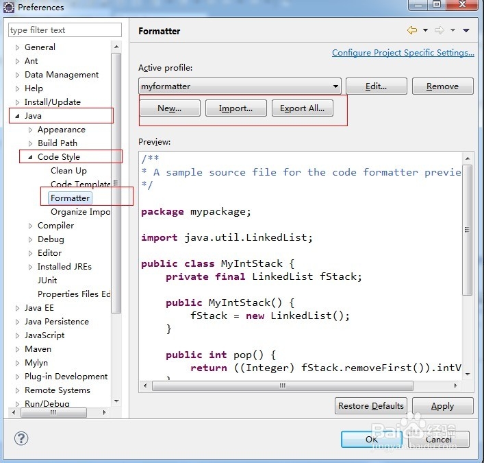 Eclipse怎样导入格式化模板