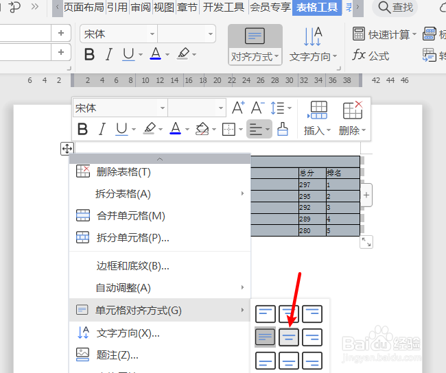 文档怎么统一对齐居中表格