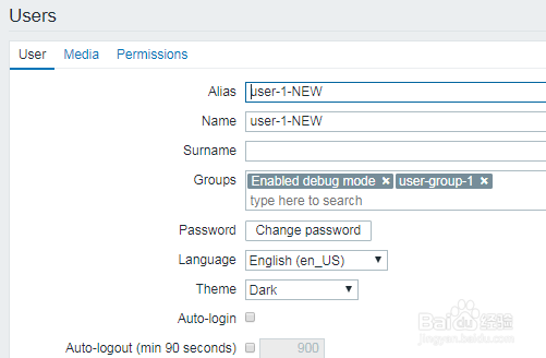 如何在zabbix中修改用户媒体？