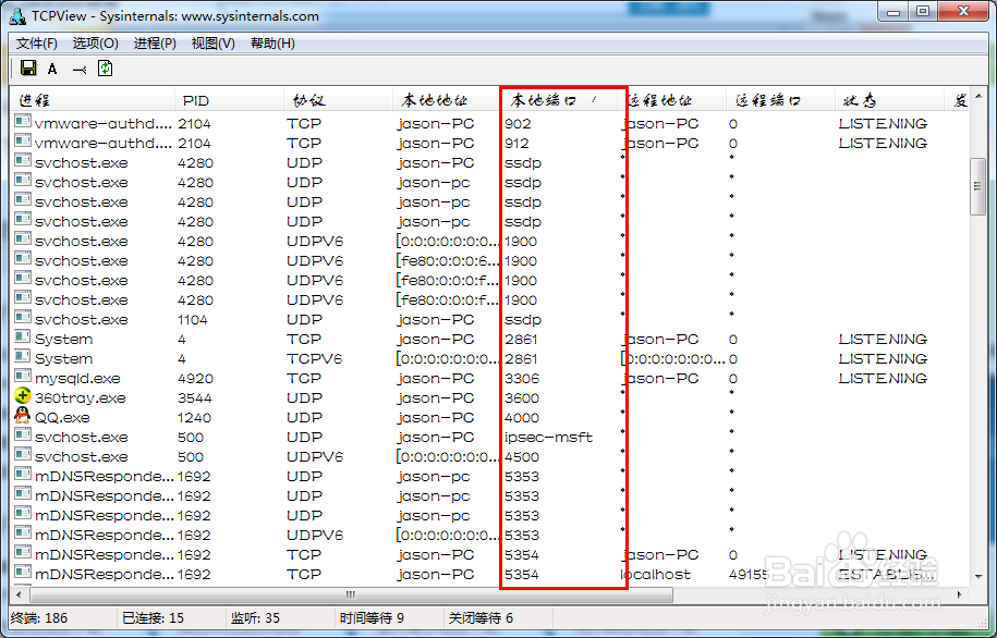 如何查看Windows下端口占用情况