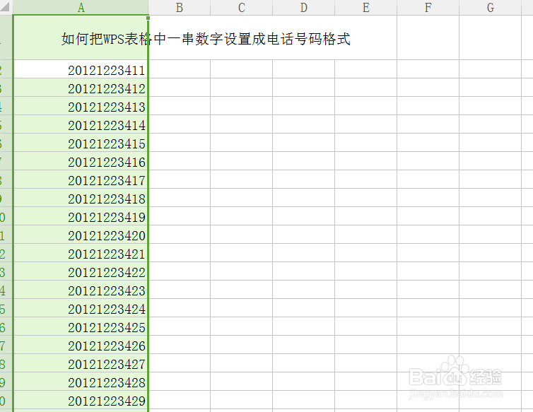 #WPS#-如何把WPS中一串数字设置成电话号码格式