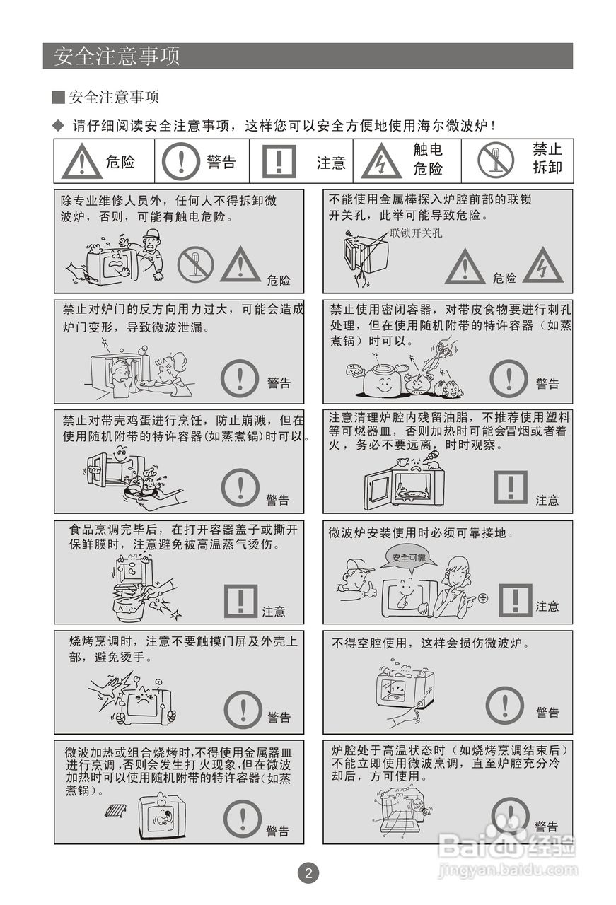 海尔家用微波炉MR-2070EGZNA使用说明书:[1]