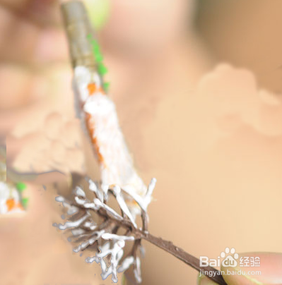 模型树干粘树粉的方法