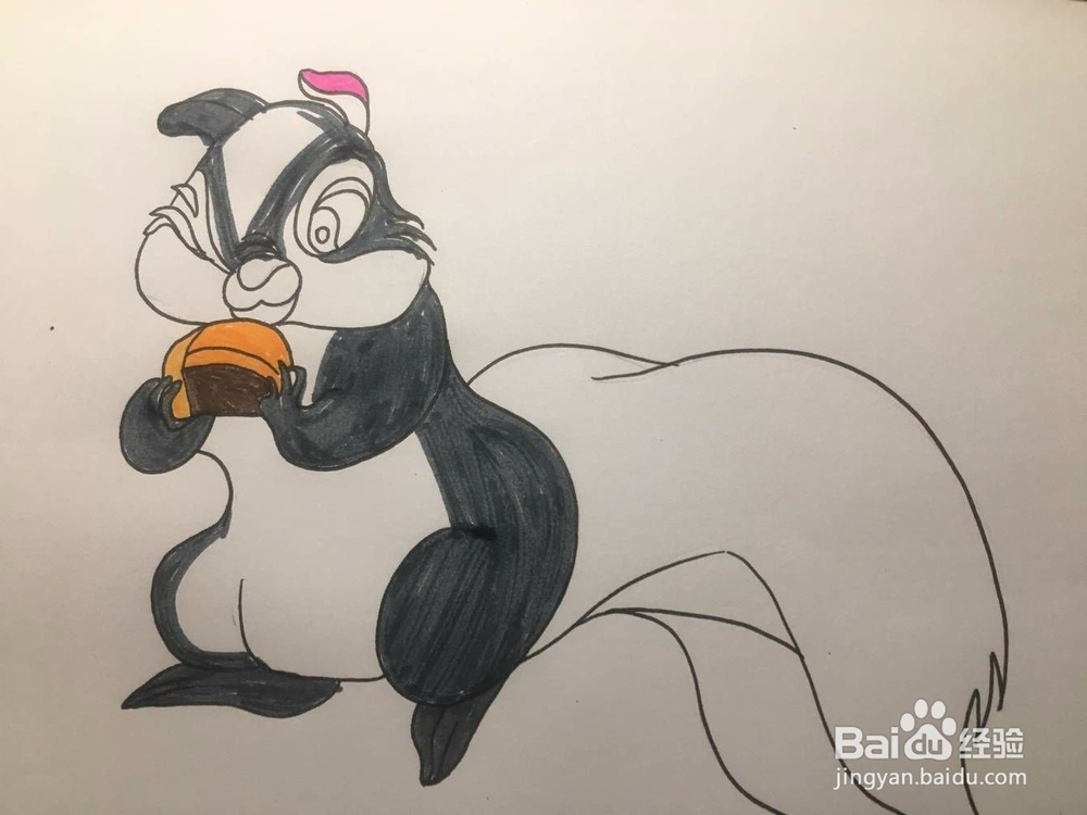 儿童彩色涂鸦:画一只准备吃面包的松鼠 手绘