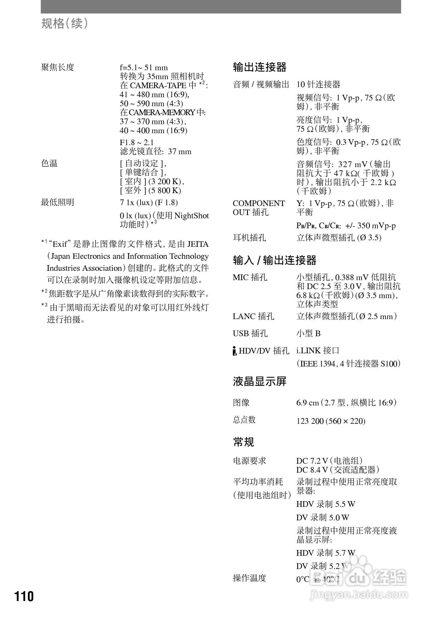 索尼HDR-HC1E数码摄像机使用说明书:[11]