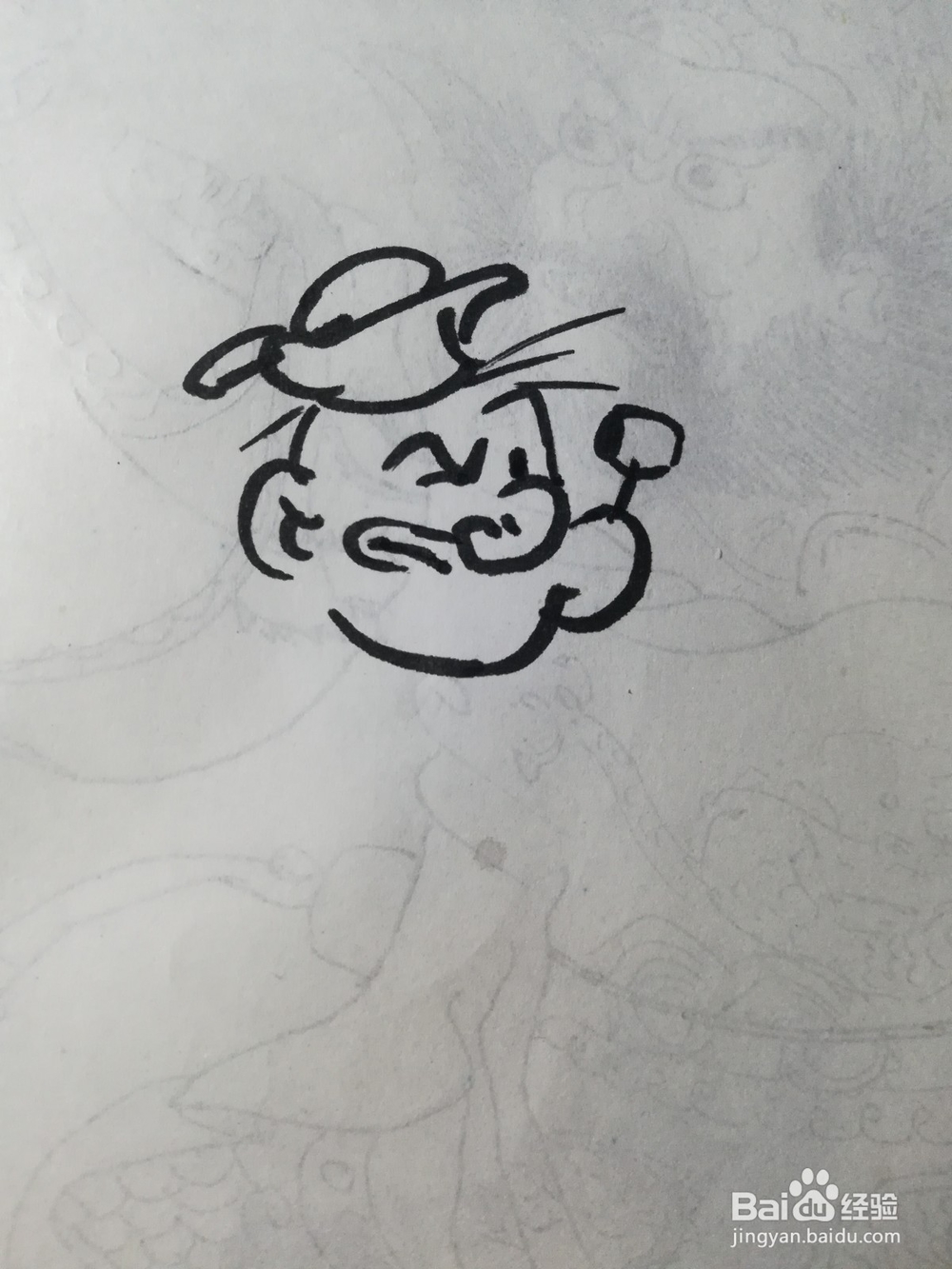 怎么画卡通画大力水手的简笔画过程