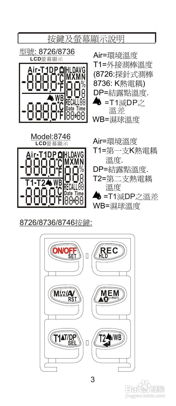 AZ-8726/8746温湿度计说明书