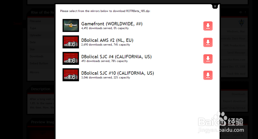 如何在moddb上下载mod(红色崛起1.85)