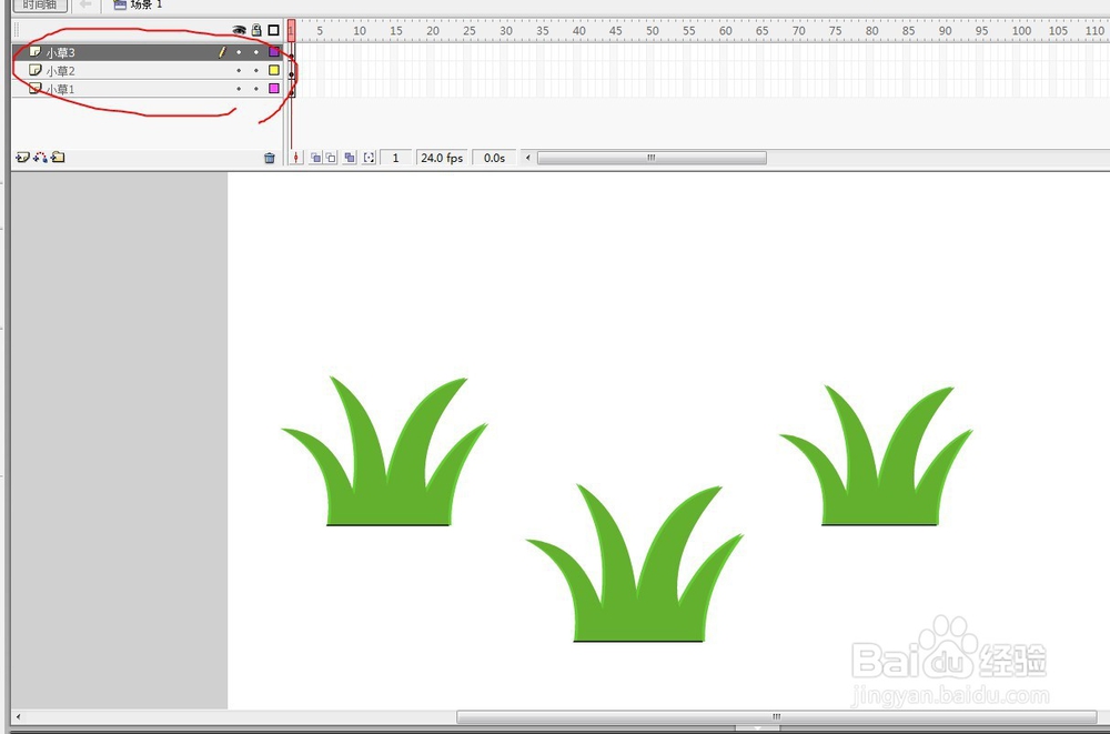 flash制作动态小草被风吹动的效果