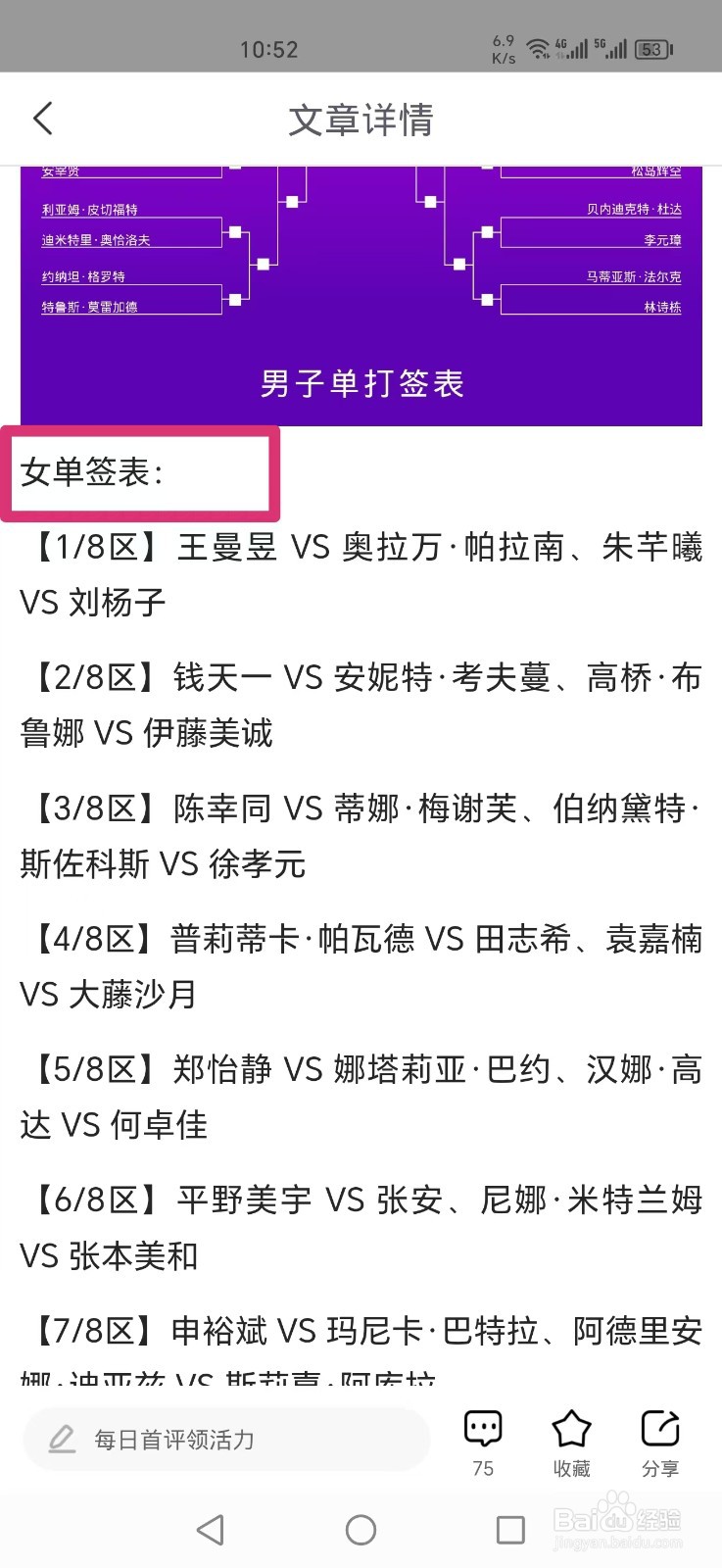 2024法兰克福冠军赛签表在哪里看