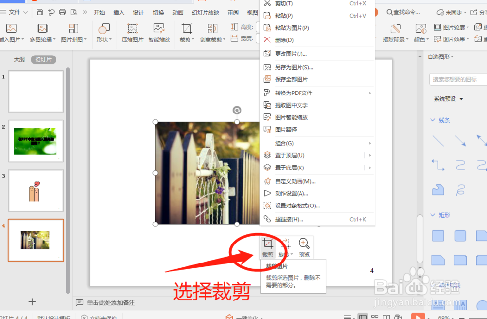 在PPT中怎么把图片裁剪成不同的形状？