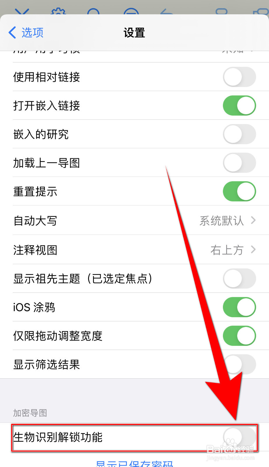 怎么设置iThoughts2go生物识别解锁功能启用