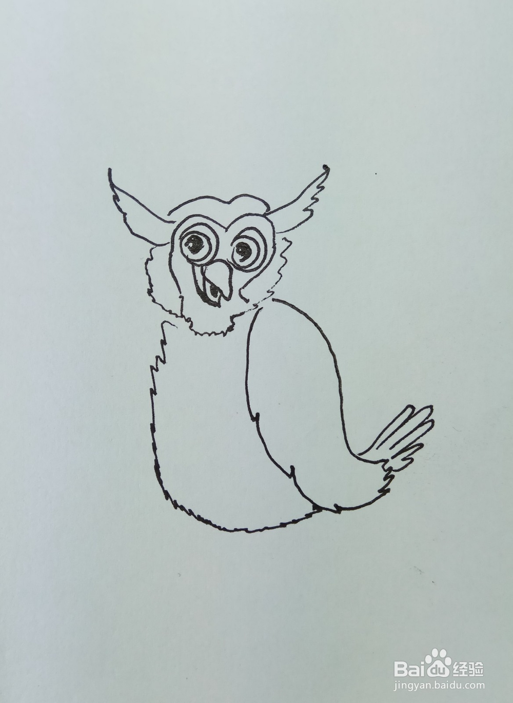 怎样画简笔画“老鼠最怕的猫头鹰”？