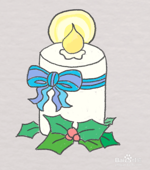 圣诞节蜡烛怎么画