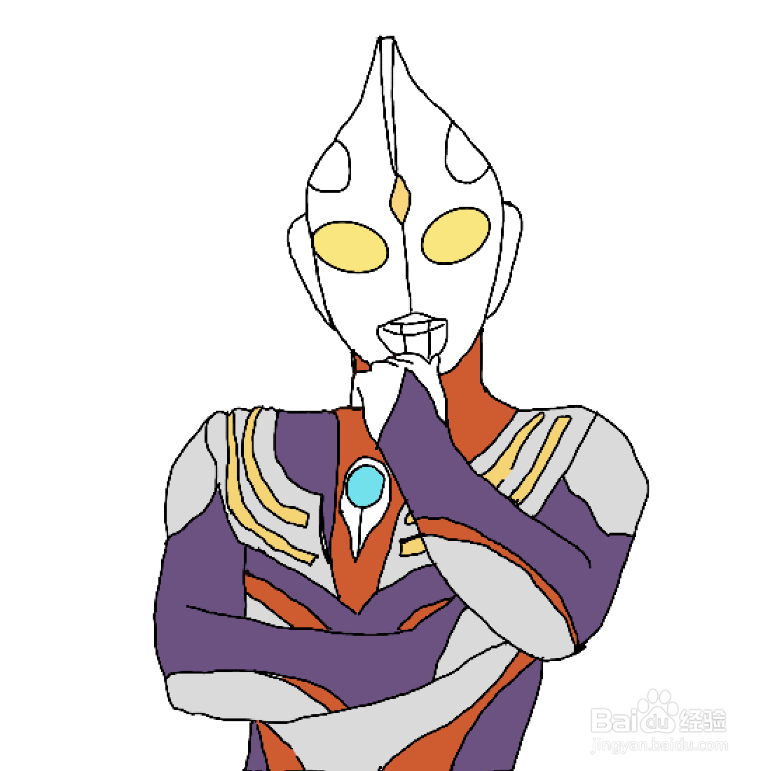 怎么画彩色简笔画迪迦奥特曼？