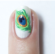 孔雀羽毛美甲画法教程