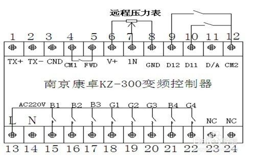 變頻恆壓供水控制器接線原理圖