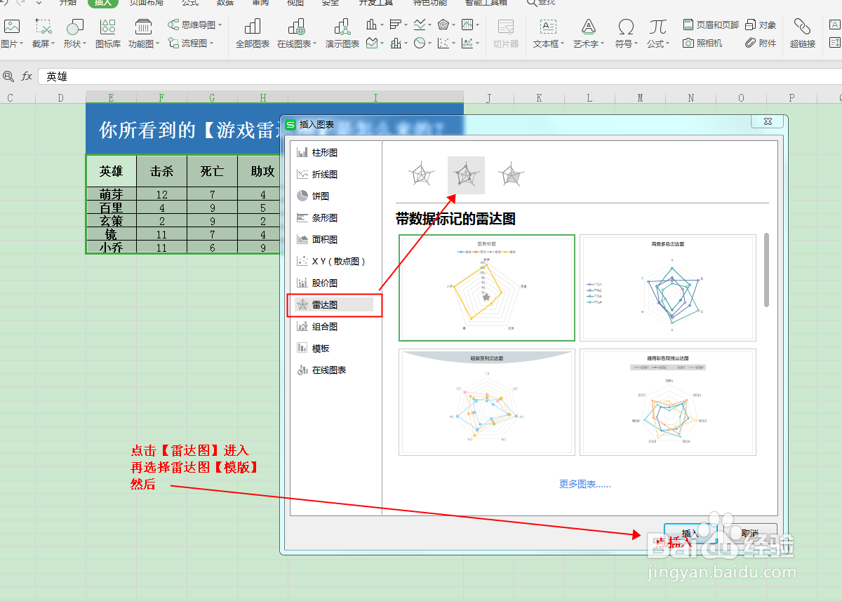 EXCEL如何制作雷达图