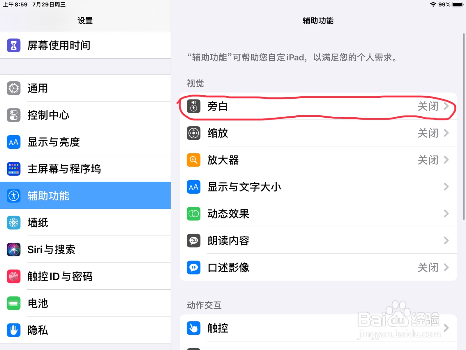 iPad怎么在旁白打开盲文屏幕输入的倒转圆点位置
