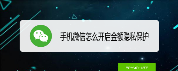 <b>手机微信怎么开启金额隐私保护</b>