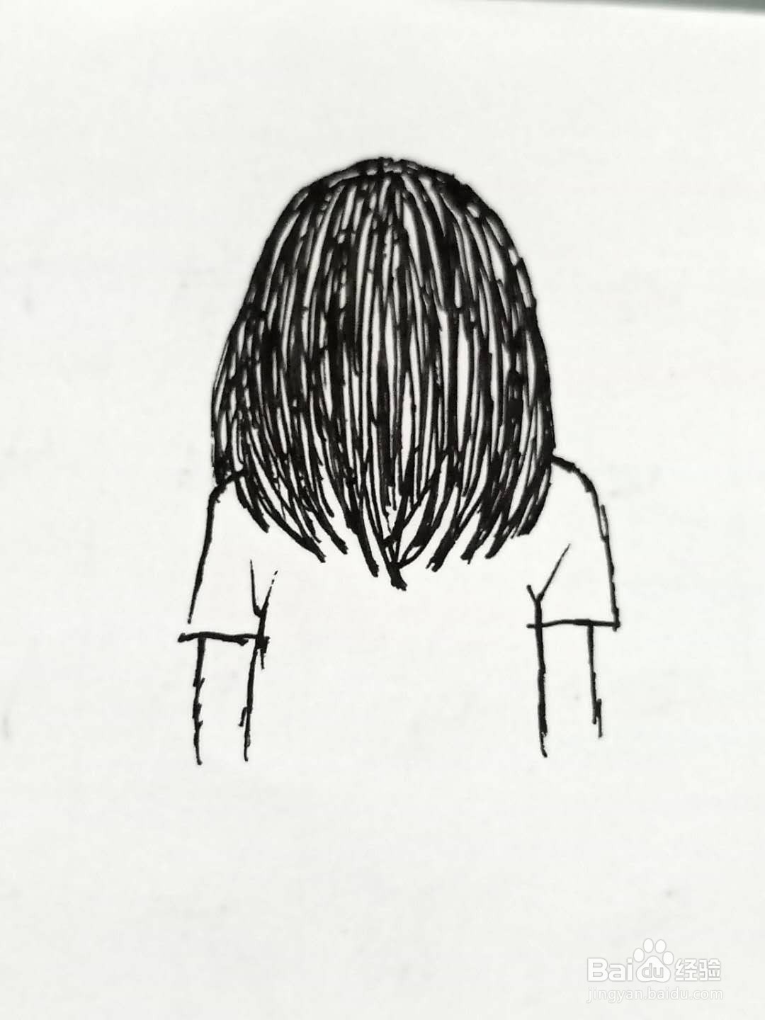 画长发女孩的背影~~~工具/原料油性笔方法/步骤 1 画出女孩的大概轮廓