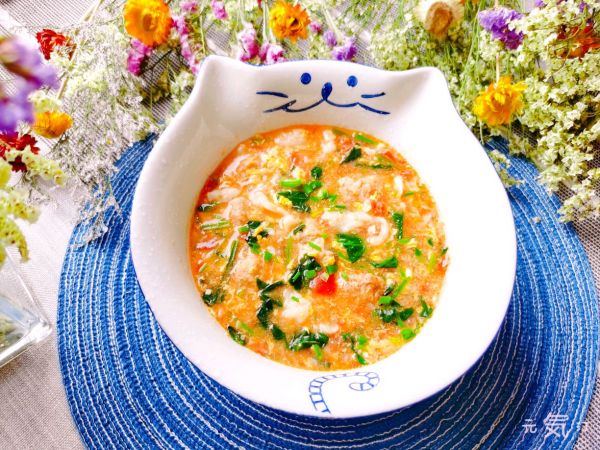 菠菜肉丸疙瘩汤