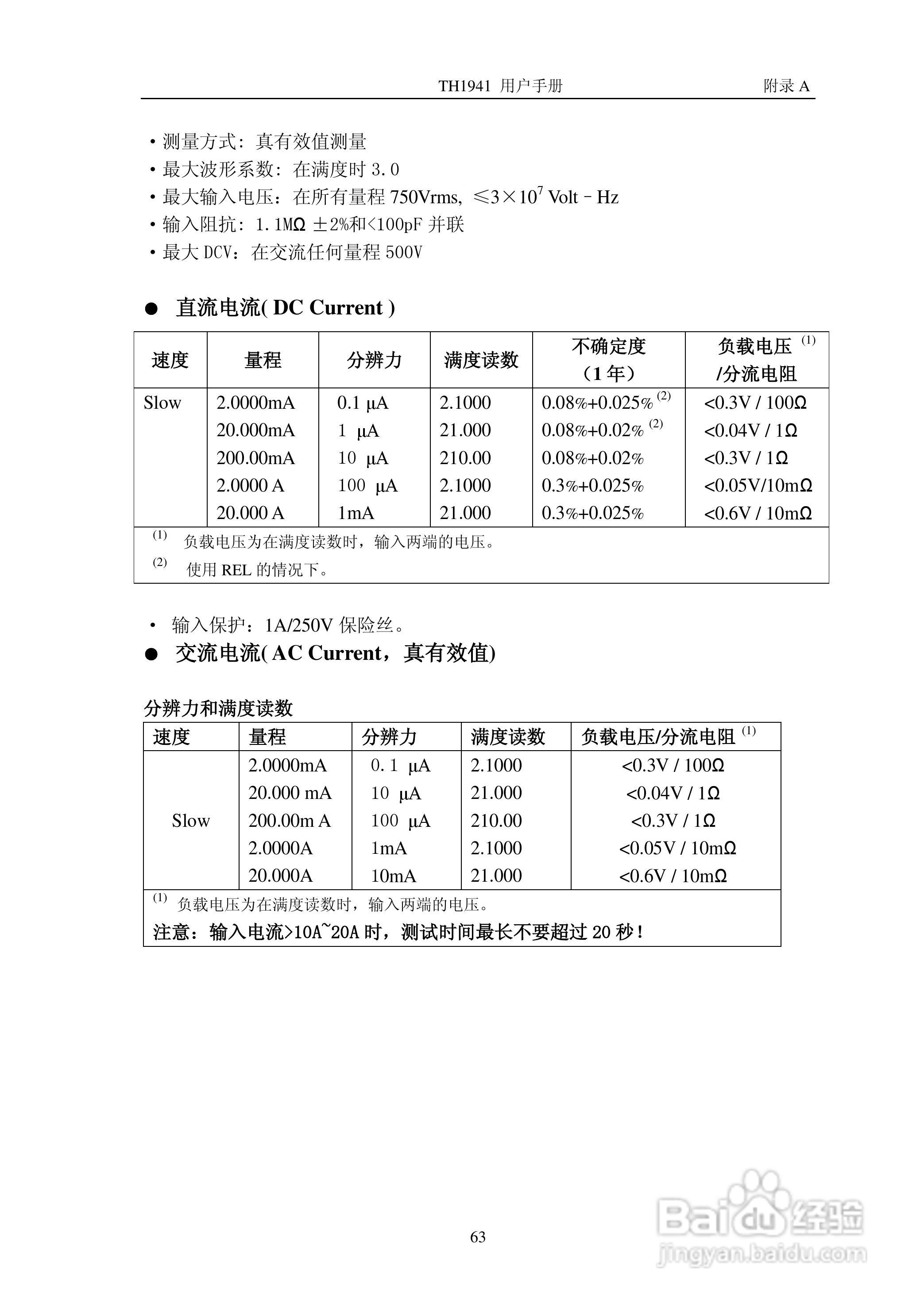 锦流源电子TH1941数字多用表说明书:[7]