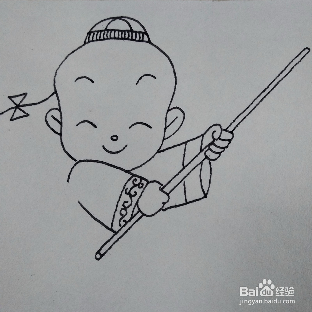 怎么画一个在练武术的小男孩卡通儿童简笔画