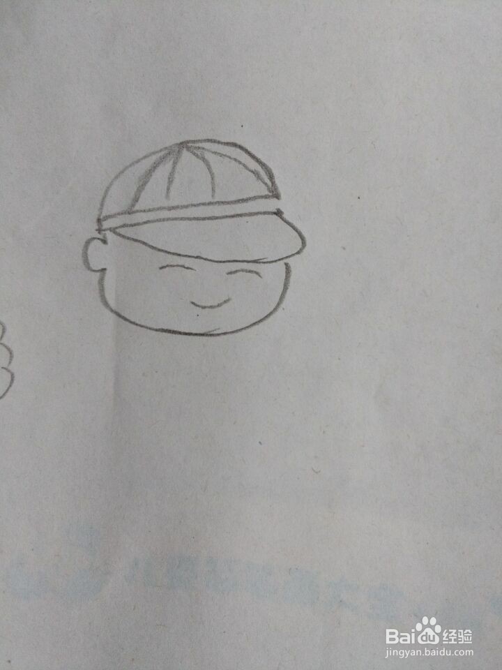 戴帽子小男孩怎么画